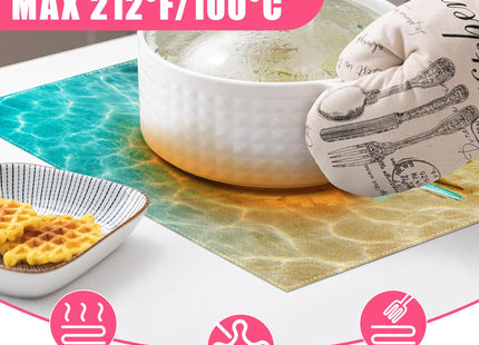 Beach Coastal Theme Placemats Set of 6,12x18 Inch Nautical Seashell Coral Linen Place Mat Washable Stain Resistant Table Mats for Spring Summer Seasonal Farmhouse Kitchen Party Home Decor