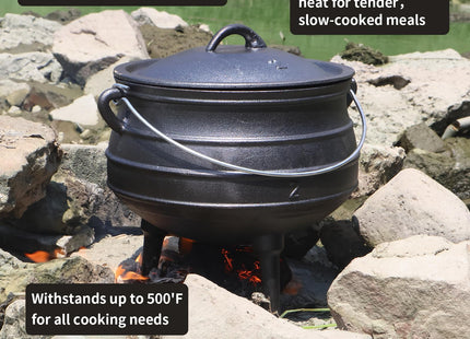 Mabeeze 6 Qt Cast Iron Potjie Pot, 3-Legged Campfire Dutch Oven