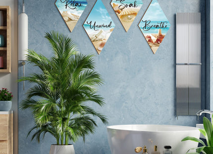 FairySandy 4 Pcs Sea Bathroom Wall Decor Seashell Restroom Wall Art