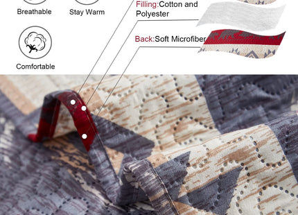 Ycosy Lodge Bear Quilt Set Full/Queen Size Cabin Rustic Bedspread Coverlets Reversible Quilts Lightweight Lodge Bedding Set Bear Sunset Printed Bed Covers,1 Quilt + 2 Pillow Shams