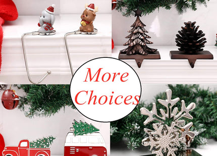 Pine Tree Christmas Stocking Holder Anti-Slip Fireplace Stocking Hanger Xmas Hook Gift for Christmas Mantle Table Indoors Decor(1, Pine Tree)