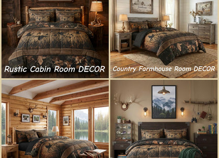 Erosebridal 7 Piece Camo Mallard Duck Comforter Set with Sheets for Kids Boys Men Rustic Farmhouse Cabin Bed in A Bag Queen,Hunting Woodland Duck Bedding Set Country Wood Board Animal Bed Set