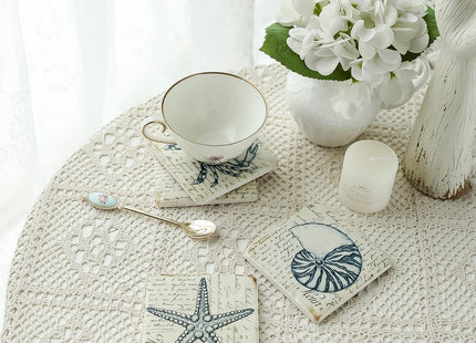 Beach Coasters for Drink Set of 4 Absorbent Nautical Housewarming Gifts