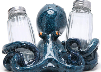 Hodao Octopus Salt and Pepper Shaker Set with Holder, Beach Kitchen Decor