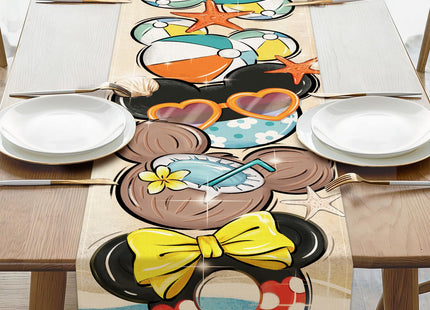 YMCAFZ Summer Beach Dining Table Runner, Coastal Sea Swimming Ring Ball