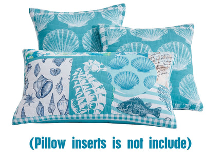 HZ & HY Oversized King Bedspreads, Coastal Seahorse