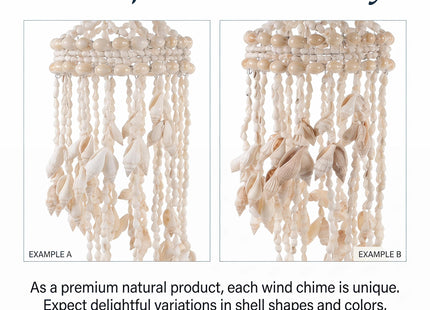 BESPORTBLE Hanging Shell Wind Chime Nautical Seashell Wind Chimes Handmade Shell Pendant Decor Natural Sea Shell Outside Ornament for Patio Garden Coastal Room - Boho Chime Gift (23.5 Inch)