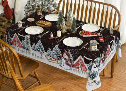 Horaldaily Christmas Tablecloth 52 x 70 Inch Rectangular Winter Snowman
