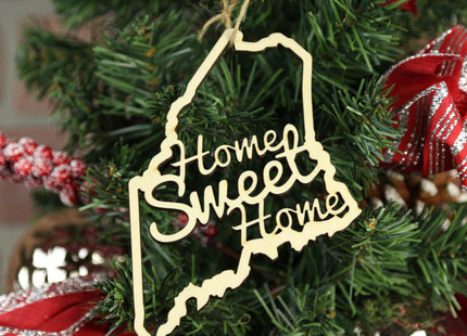 Torched Home Sweet Home Christmas Tree Ornament Decoration, Hanging Tree Decor, Great Housewarming Gift, Maine