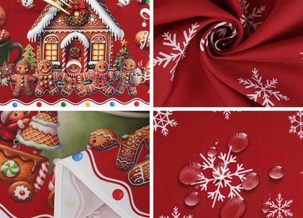 ZORKET Red Round Christmas Gingerbread Tablecloth 70 Inch, Waterproof Machine Washable Fabric Polyester Christmas Table Cloths Round Gingerbread Xmas Holiday Tablecloths for Kitchen Dining Party