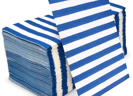 Blue Navy Striped Guest Napkins 100 Pack Paper Dinner Napkins Disposable Hand Towels for Bathroom Party Wedding Buffet Coastal Nautical Decor