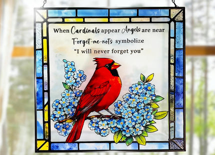 Cardinal Stained Glass Suncatchers for Windows, Hanging Sun Catchers Indoor Window, Cardinal Gifts, in Memory of Loved One Gifts
