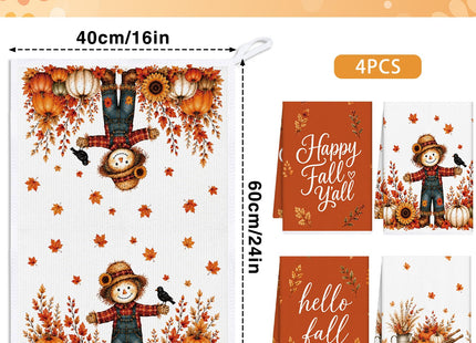VISSTREE Fall Scarecrow Kitchen Towels 4 PCS, Autumn Hand Towel, 16x24in