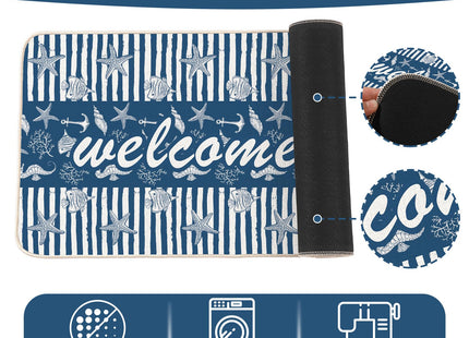 MATIRUG Blue Beach Door Mat,Coastal Welcome Mat 16"x24"