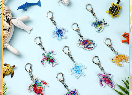 Landical 50 Pcs Acrylic Sea Turtle Keychains, 25 Styles Turtle Party Favors