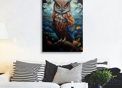 Framed Owl Canvas Wall Art Woodland Forest Wildlife Home Decor 16x24 Inches
