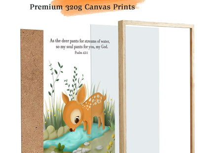 KensTro 12x16 Oak Framed Psalm 42:1 Deer Christian Wall Art