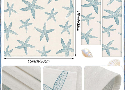 Funnymoom 12 Pcs Blue Starfish Cloth Napkins, Beach Ocean Coastal Reusable