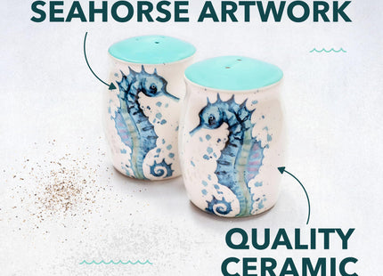 Rengöra Seahorse Salt and Pepper Shakers, Ceramic Coastal Set