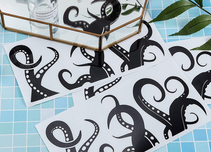 Outus 15 Pieces Kraken Octopus Toilet Tentacles Wall Decals Decor Sticker Octopus Home Decal Black Sea Creature Wall Art Sticker Tentacles Bathroom Kraken Decal for Toilet Seat