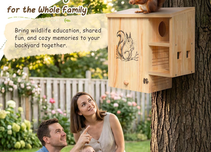 Large Squirrel House for Outside, Wooden Squirrel Nesting Box