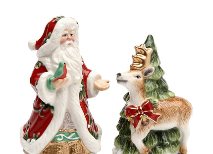 Cosmos Gifts Victorian Harvest Santa and Reindeer Salt and Pepper Set Red