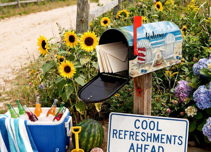 Tiamon Beach Chair Magnetic Mailbox Cover 18x21 Inch Summer Nautical