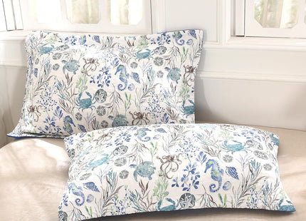 WINLIFE 3 Piece Coastal Quilt Bedding Set Queen 100% Cotton Ocean Quilts