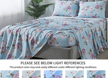 FADFAY Bed Sheets Set 100% Cotton Queen Beach Bedding Nautical Light Blue Starfish Super Soft Hypoallergenic Kids Unisex Deep Pocket Fitted Sheet 4-Pieces