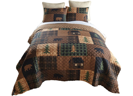 Donna Sharp Brown Bear Cabin Twin Quilt Set, 68" x 90"