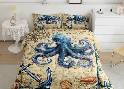 Feelyou Octopus Ocean Kraken Comforter Set Queen Size Girls Boys Bedding