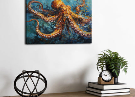Octopus Bathroom Decor Octopus Wall Art for Coastal Room Decor Ocean Animal Canvas Prints Marine Life Painting Modern Nautical Beach Poster Artwork for Bedroom Living Room Home Decoration 12x16"