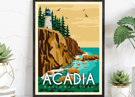 Acadia National Park Travel Poster Print, Maine Acadia National Park, Maine Retro Travel Poster, Retro Travel Poster - 12x18