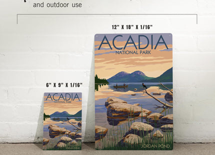 Lantern Press Acadia National Park, Maine, Jordan Pond, 12x18 Inch Aluminum Sign, Indoor or Outdoor Use