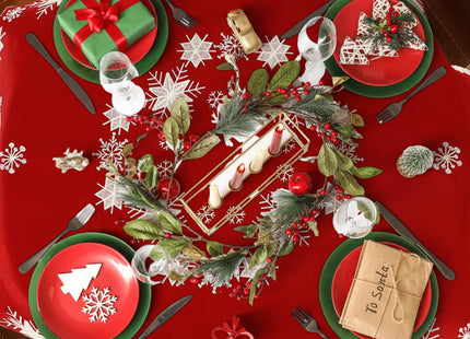 SiliFine Christmas Tablecloth Embroidered Snowflake Table Cover
