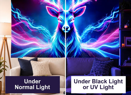 BlissYard Blacklight Tapestry Deer Antlers Neon Wall Art 78 x 59 Inch