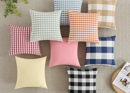 Light Blue Outdoor Gingham Throw Pillow Covers 18x18 Set of 2,Coastal Decor