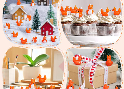 Geelin 50 Pcs Mini Resin Fox Bulk Small Fox Birthday Decorations to Hide