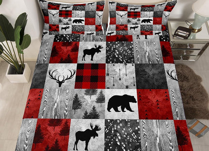 Erosebridal Rustic Bear Bed Sheets Cabin Camping Decor,Hunting Deer Fitted Sheet for Lodge,Farm Style Bedding Set,Wild Animal Bed Cover with 1 Pillowcase Wrinkle Free,Twin 2pcs,no Top Sheet