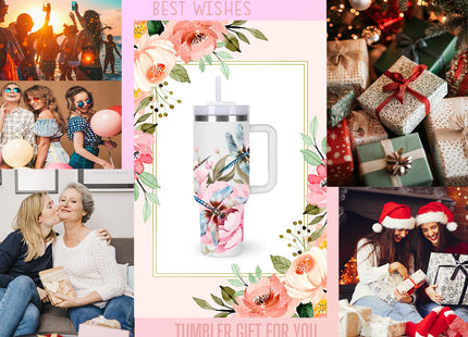 momocici 40oz Dragonfly Tumbler with Handle Gifts for Women.Dragonfly Lover Cups Tumbler Gifts for Women.40 oz Birthday Christmas Dragonfly Cup Tumblers for dragonfly lover.