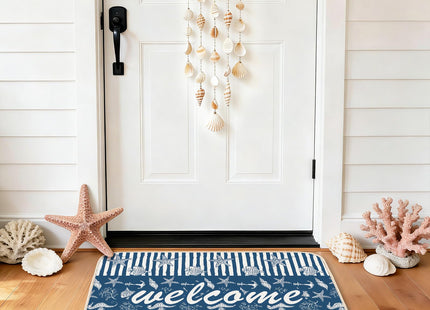 MATIRUG Blue Beach Door Mat,Coastal Welcome Mat 16"x24"