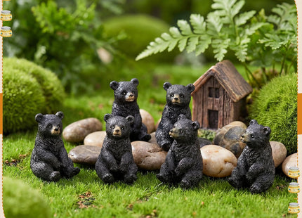 Memorywuu Mini Resin Bear Figurines Bulk, 50, Black