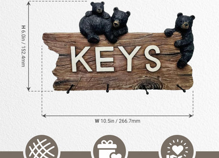 Pine Ridge Deer Antler Hook Key Holder Home Decor, Wall Mounted Rustic Keys Inscribe Keyholder, Organizer, Coat Hooks Deer Hunting Decorations for Home