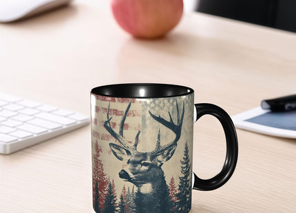 FyLybois Deer Coffee Mug Ceramic Coffee Cup with Handle Microwave Safe for Home or Office Gifts for Women and Men