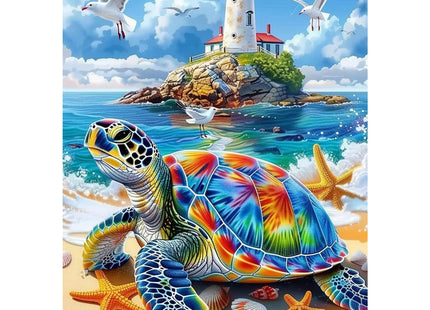 SENQAO Sea Turtle Diamond Art Kits for Adults - Lighthouse Diamond Painting Kits for Beginners, 5D Full Drill Gem Art Paint with Diamonds Dots Crafts Kits for Home Decor Gift 12x16inch
