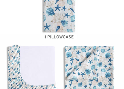 Coastal Print 3 Piece Twin Microfiber Sheet Set, Shell Notes