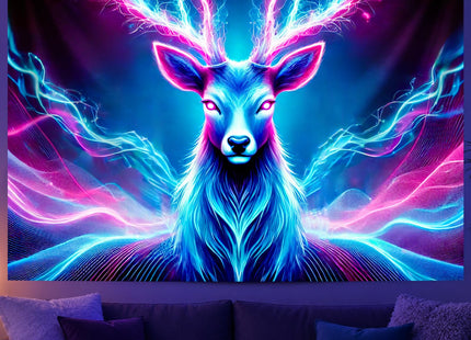 BlissYard Blacklight Tapestry Deer Antlers Neon Wall Art 78 x 59 Inch