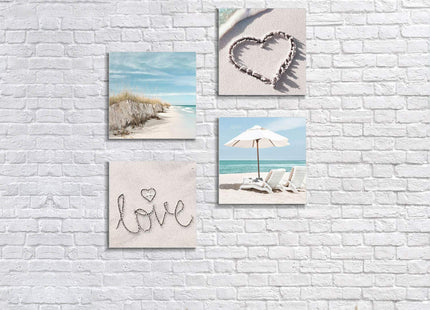 ARTISTIC PATH Sandy Beach Seaside Graphic Artwork Starfish Seashells Canvas Wall Art Coastal Pictures Prints