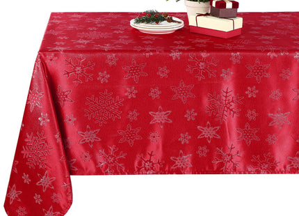 Tegeme Christmas Snowflake Tablecloth Winter Table Decor, Red, 52" X 70"