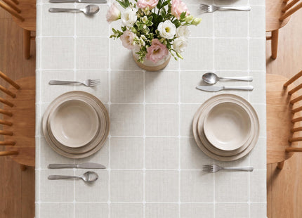 Horaldaily Farmhouse Plaid Tablecloth, Beige, 52×70 Inch Rectangular